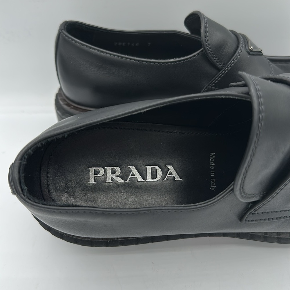 Prada Monolith Brushed Leather Loafers Black Men’s Size 7 UK / 8 US - Picture 7 of 13